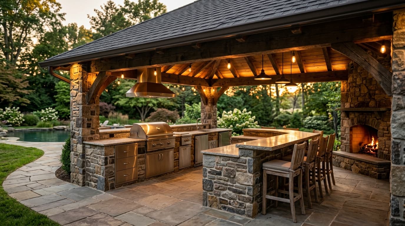 Outdoor Kitchen Pavilion Builder — JHL Pergolas Chester County PA