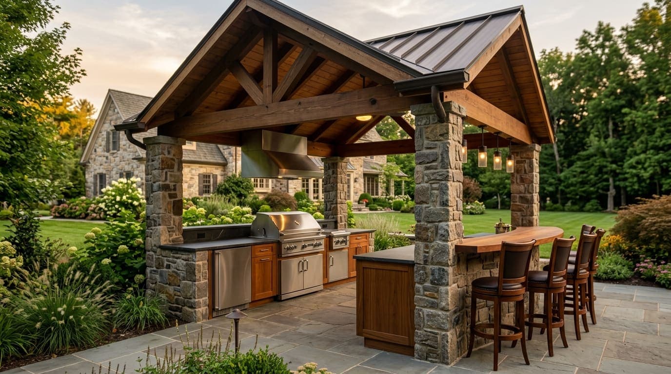 Outdoor Kitchen Pavilion Builder — JHL Pergolas Chester County PA